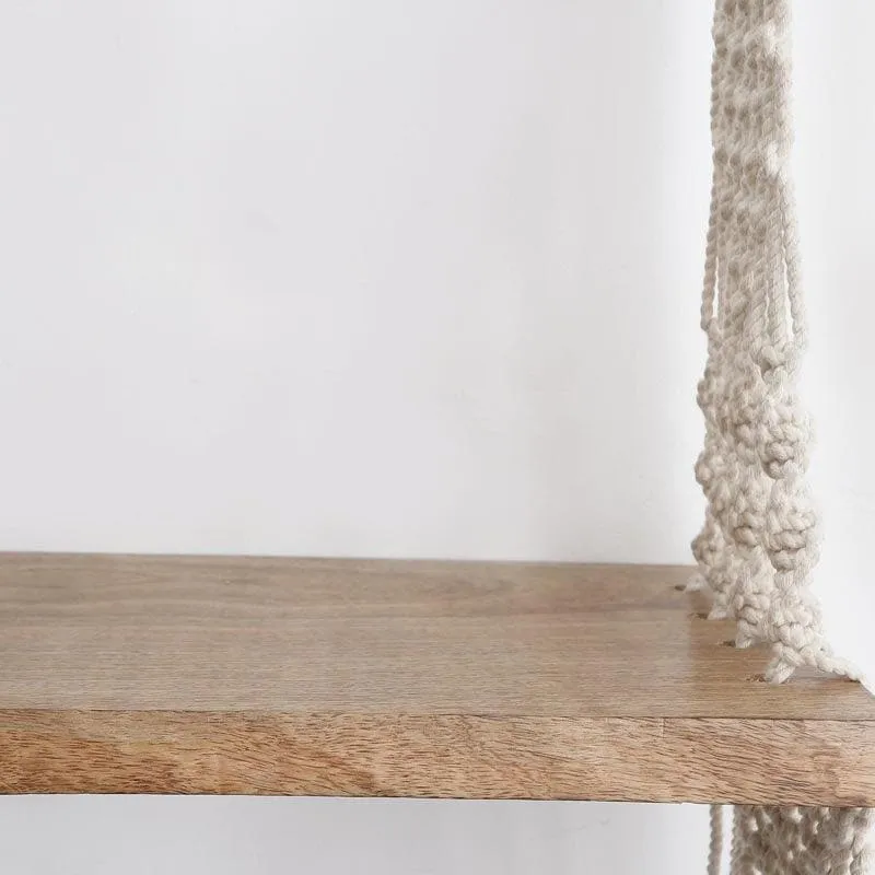 Boho Swing Macrame Hanging Wall Shelf media 6
