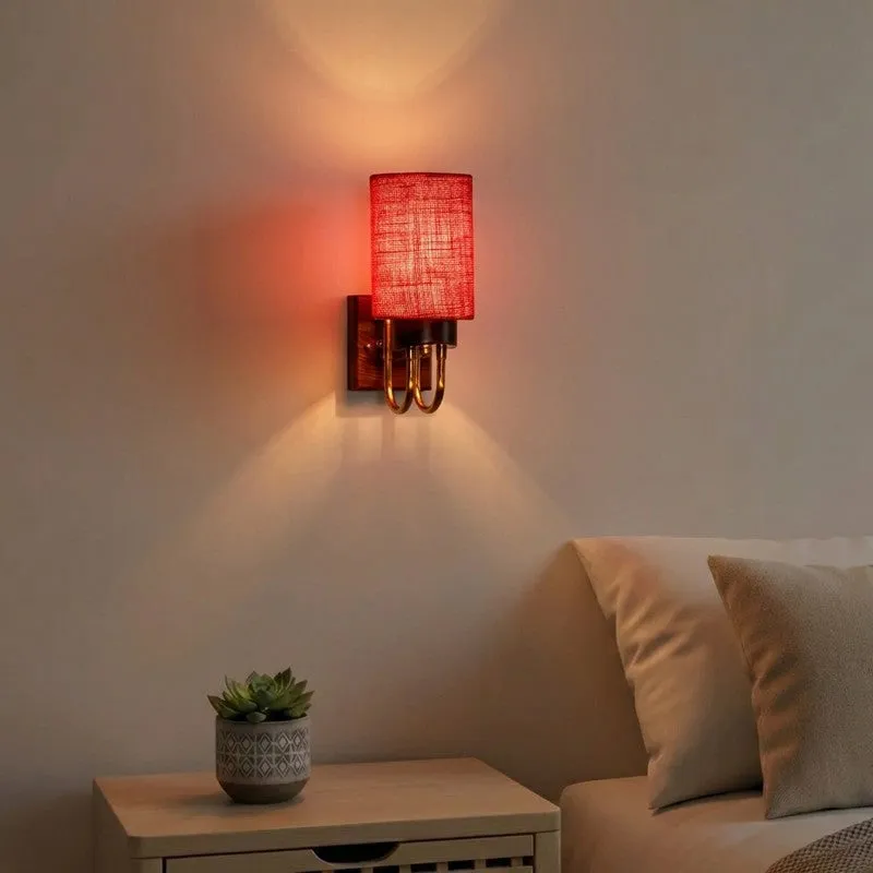 Gilded Arch Jute Wall Lamp - Red media 1