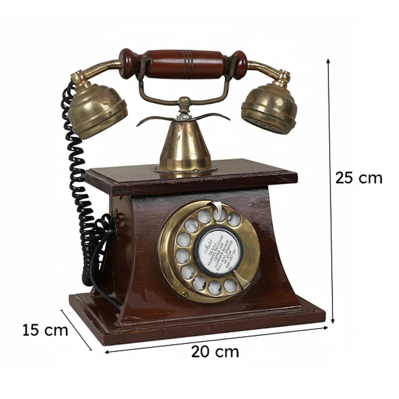 Vintage Telephone Wood & Brass Showpiece media 8
