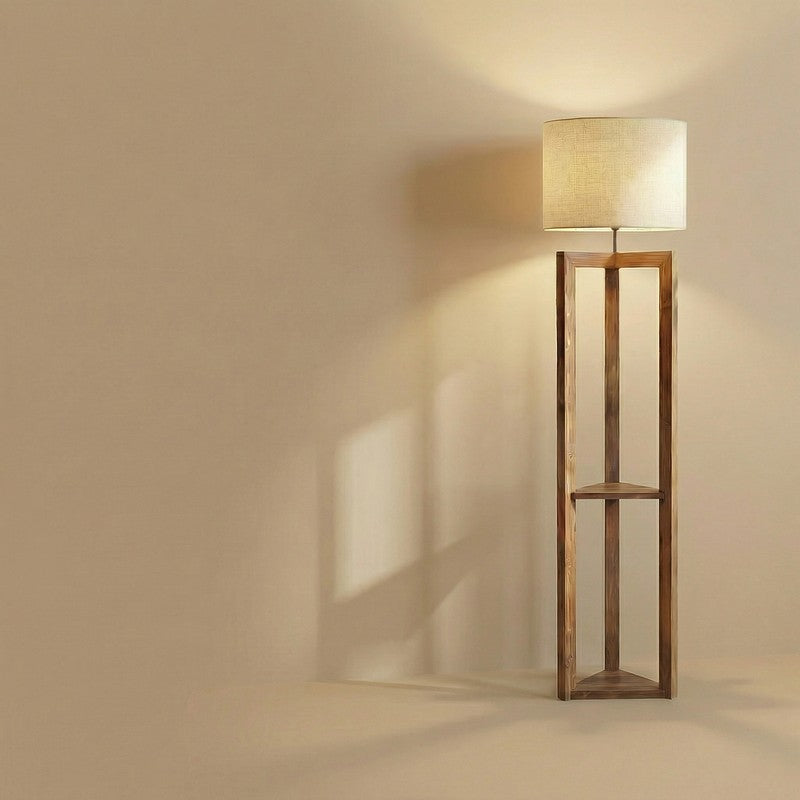 Corintha Shelf Wooden Floor Lamp with Fabric Shade media 6