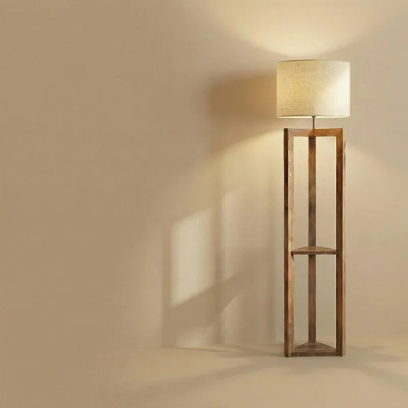 Corintha Shelf Wooden Floor Lamp with Fabric Shade media 6
