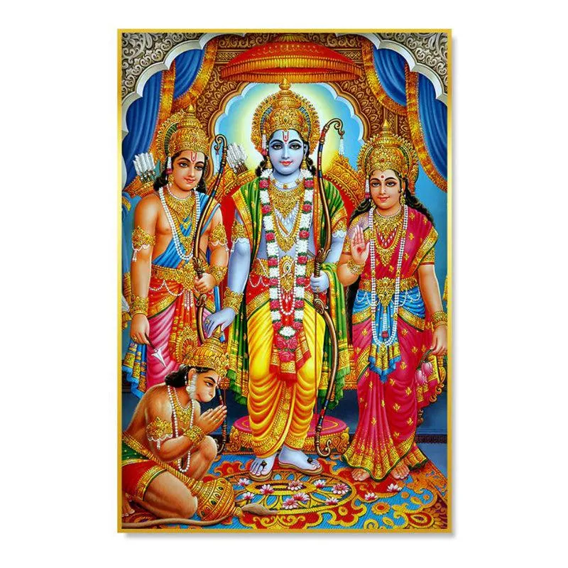 Hanuman's Devotion Spiritual Canvas Wall Painting With Frame media 3