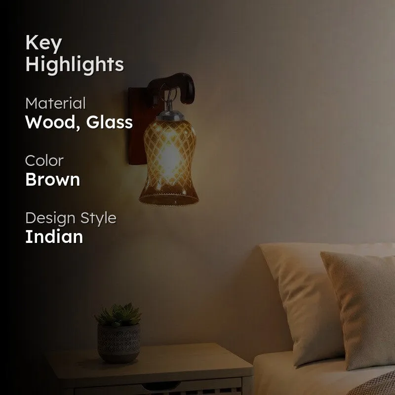 Honey Glow Arch Walnut-Amber Glass Wall Lamp media 2
