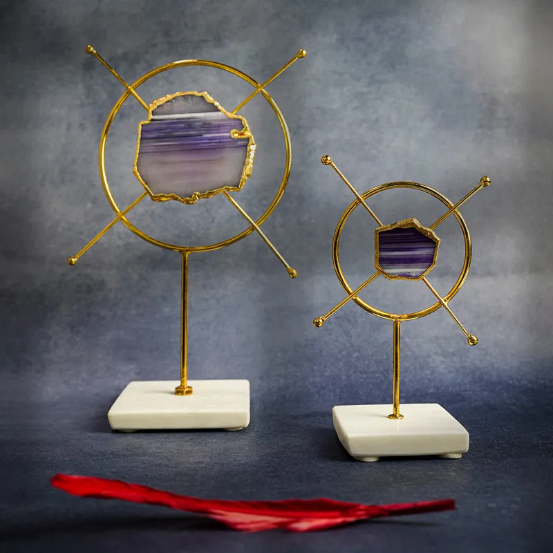 Auralith Ray Handcrafted Agate Showpiece - Set Of Two media 4