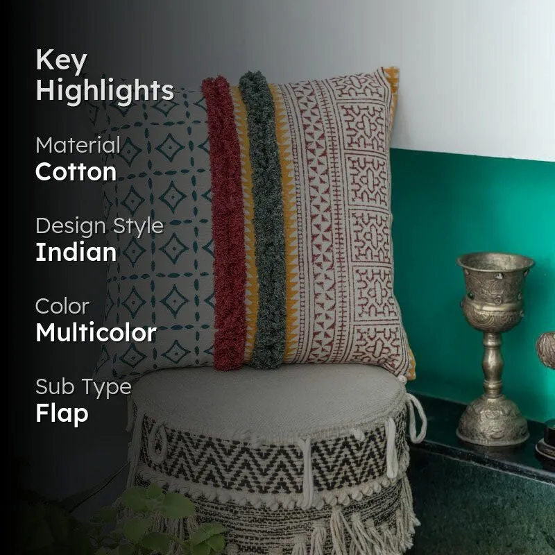 Multicolor Fringed Cushion Cover media 2