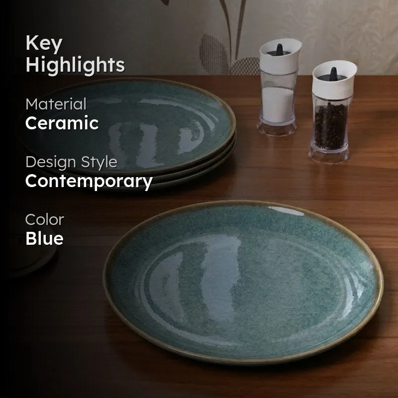 Ceramic Dinner Plates (Aqua Blue) - Set of Four media 2