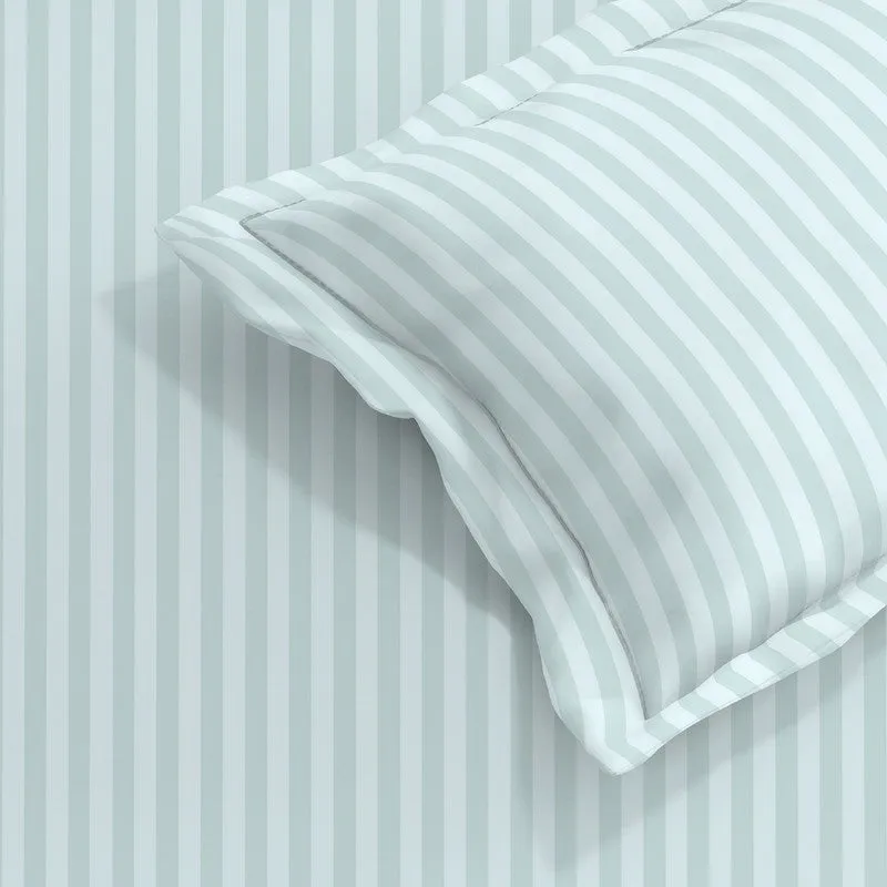 StripeScape Glace Cotton Fitted Bedsheet (Light Grey) - 130 GSM - 7