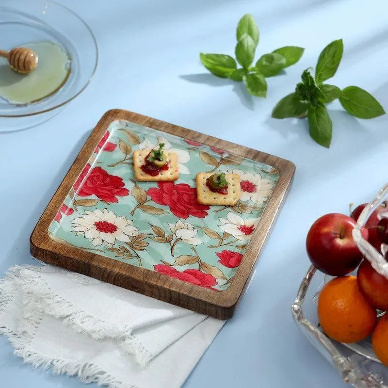 Hetty Floral Square Wood Platter media 1