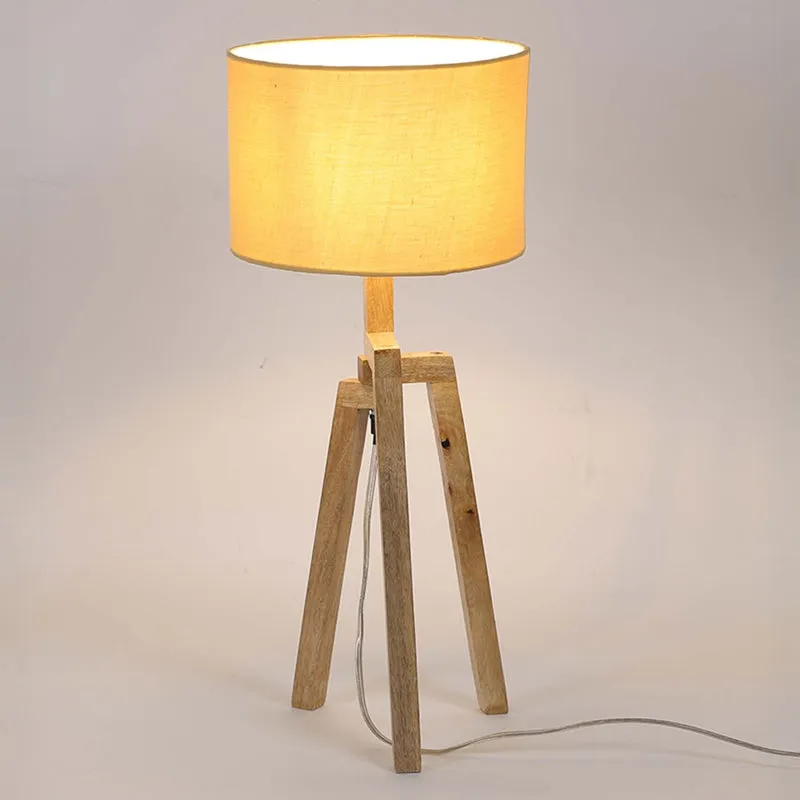 Ambrette Wooden Table Lamp - Yellow,Beige media 1
