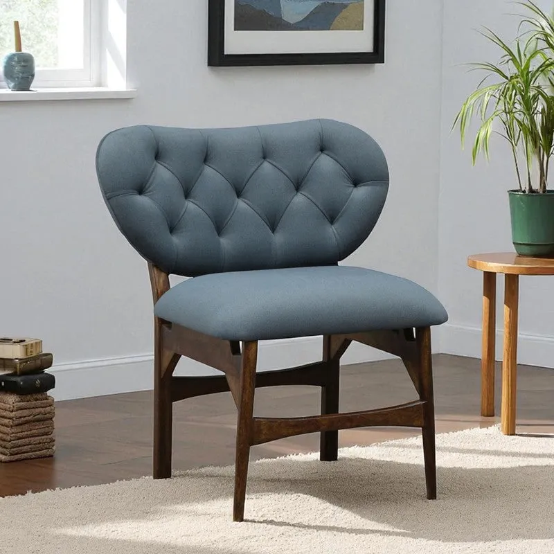 Racknest Rose Wood Accent Chair - Blue media 1