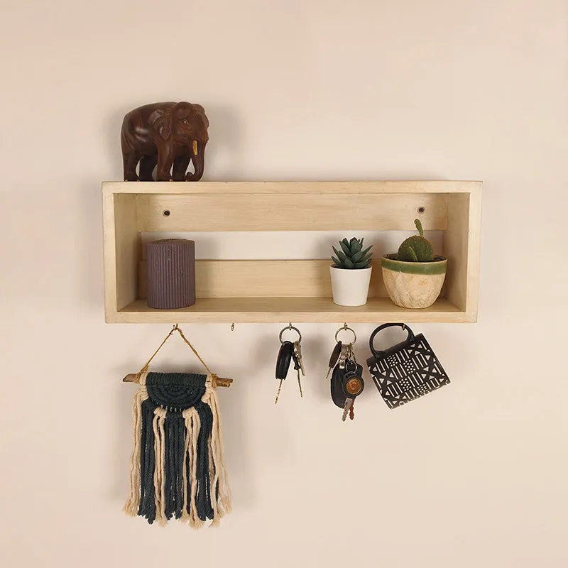 Kaiiro Wooden Wall Shelf Organiser with Key Holders media 4