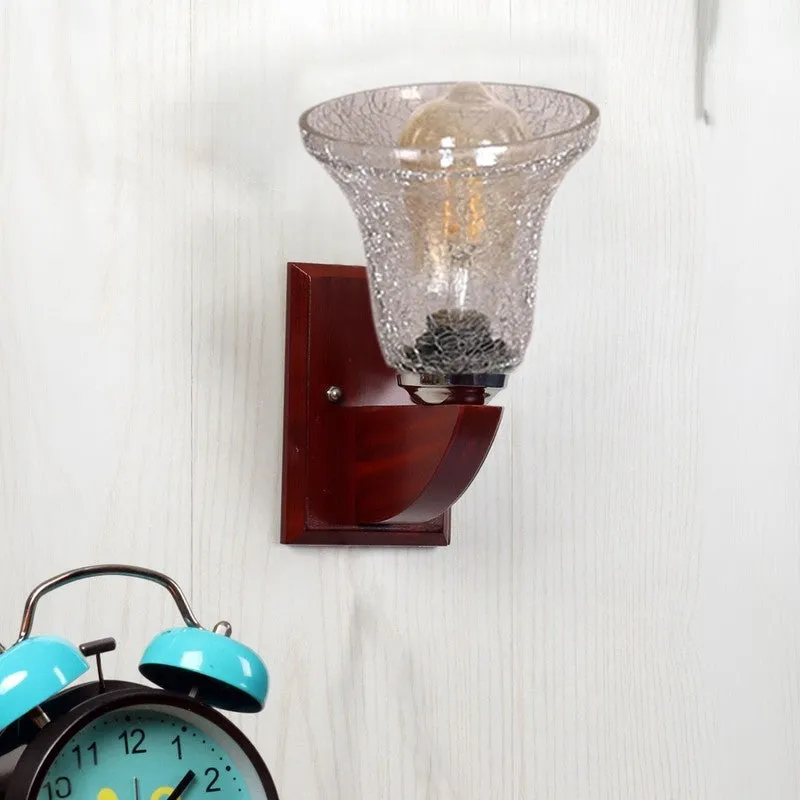 Crystal Flare Wooden Base Glass Wall Lamp media 4