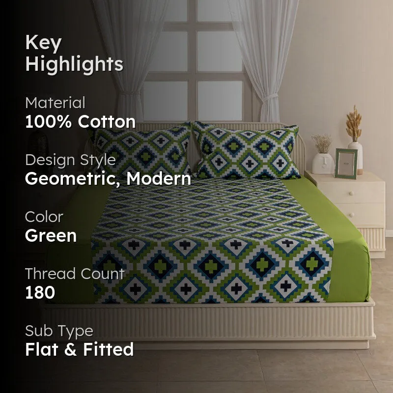 Swayam Green Grandeur  Cotton Bedsheet (180 TC) - 180 TC media 2