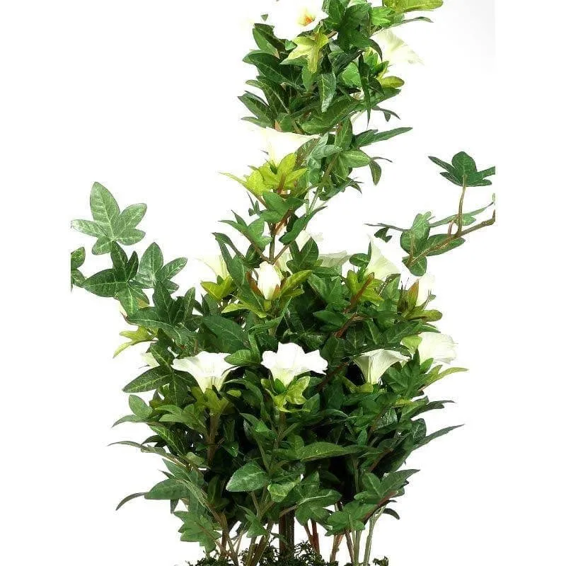 Faux Tall Morning Glory Bonsai In Ceramic Pot (50 cms) - Green & Brown media 3