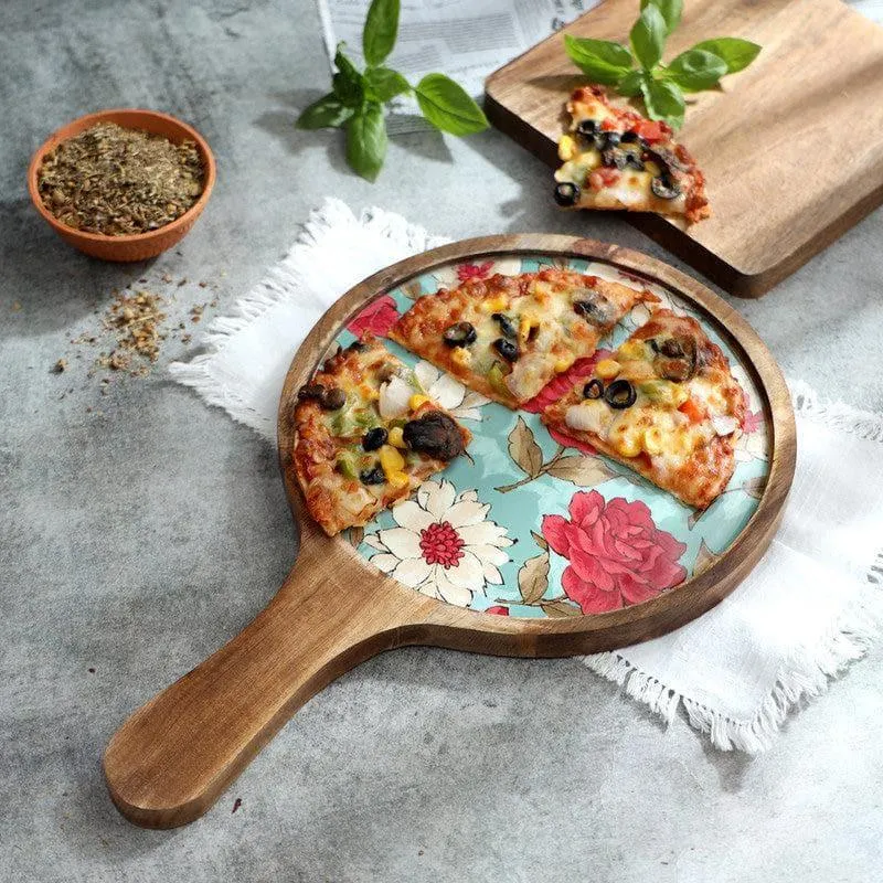 Hetty Floral Wood Pizza Platter media 1