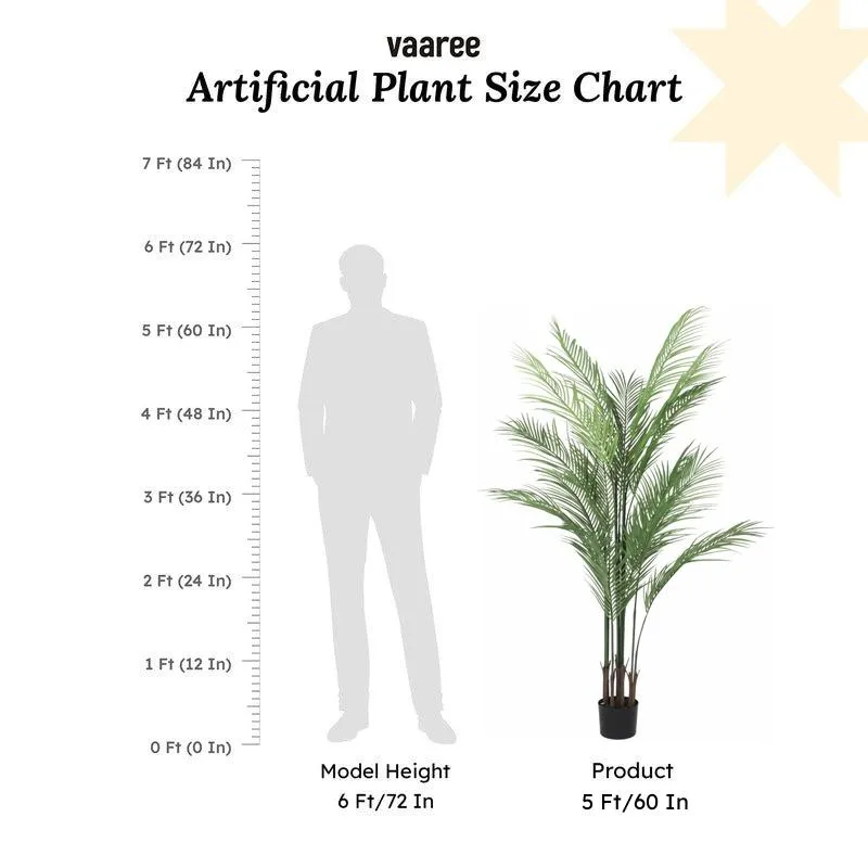 Faux Lush Areca Palm Plant With Black Plastic Pots - 5 Feet media 6