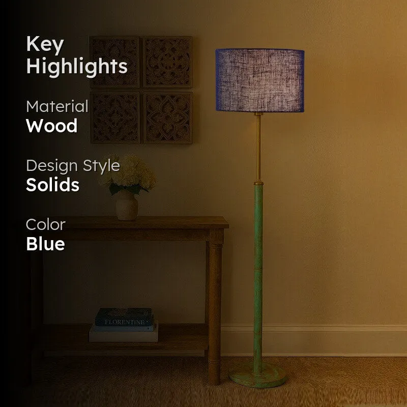 Vintage Glow Wooden Floor Lamp - Blue media 2