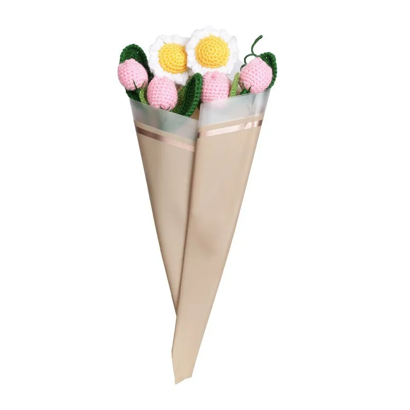 Crochet Handmade Tulip Bouquet (Pink & Yellow) - Set Of Six media 3