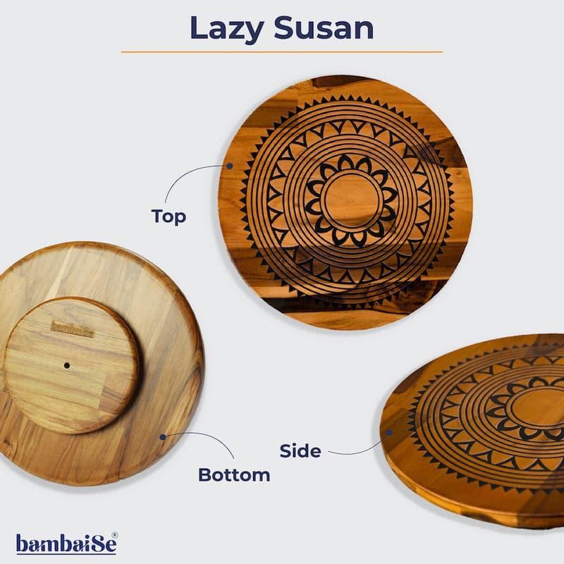 Mano Mandala Teak Wood Rotating Platter media 8