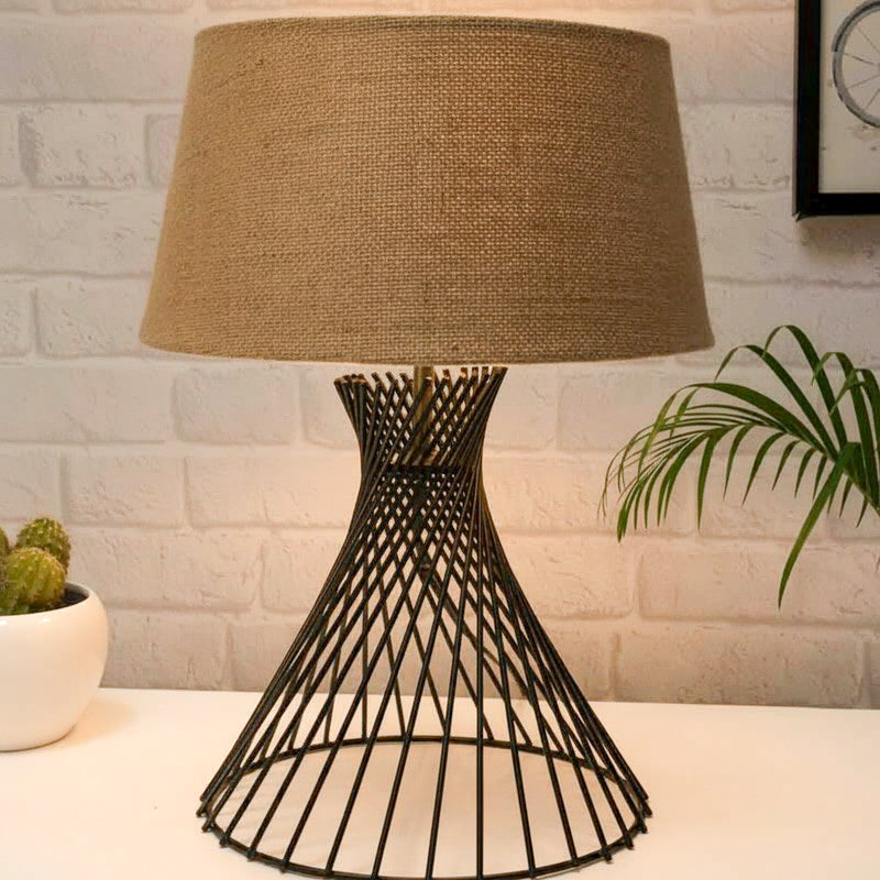 Spiral Affairs Fabric Table Lamp - Brown,Black