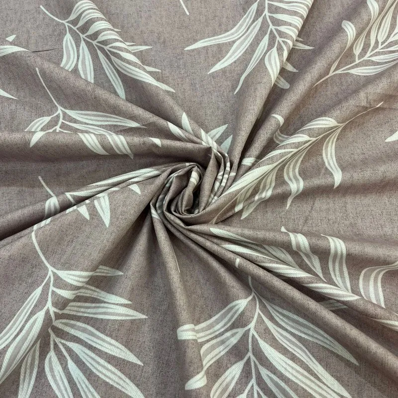 Leaf Mist Cotton Bedsheets (Beige) - 400 TC media 3