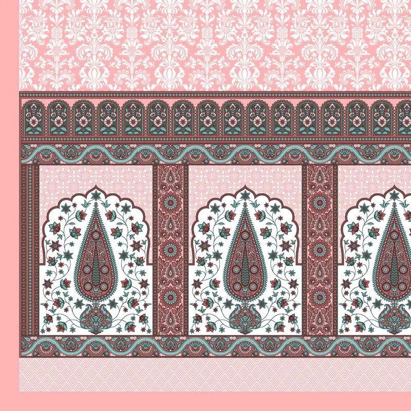 Ethnic Glow Cotton Bedsheet (Pink,Brown) - 120 TC media 6