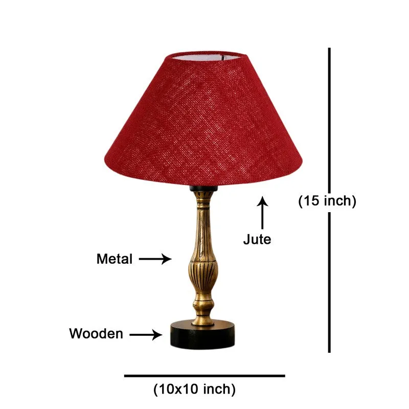 Aurelo Nivo Wooden Table Lamp - Maroon media 8