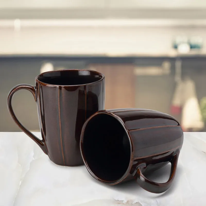 Ciro Porcelain Coffee Mug (300 mL Each/Brown) - Set of Two media 1