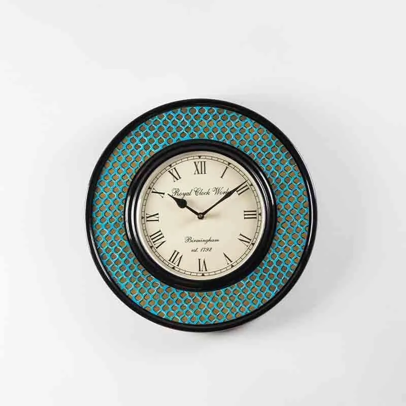 Scaley Handpainted Wall Clock - Blue media 1