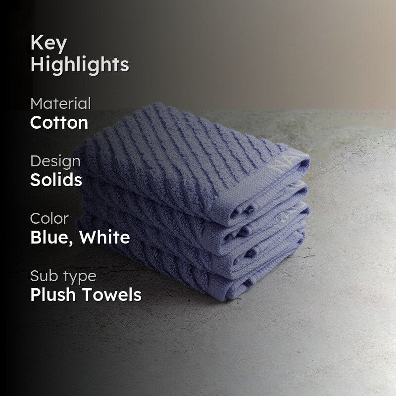 Nautica Dove Cotton Hand & Face Towel (Blue) - Set Of Four media 2