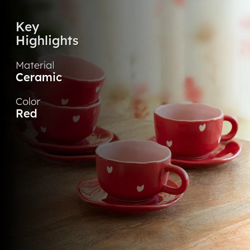 Crimsom Charm Cup & Saucer - Set of Four (330 ML) media 2