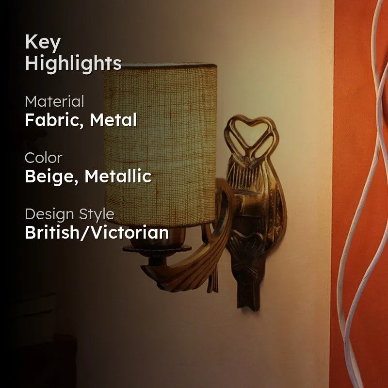 Love Gleam Atva Fabric & Metal Wall Lamp - Beige media 2