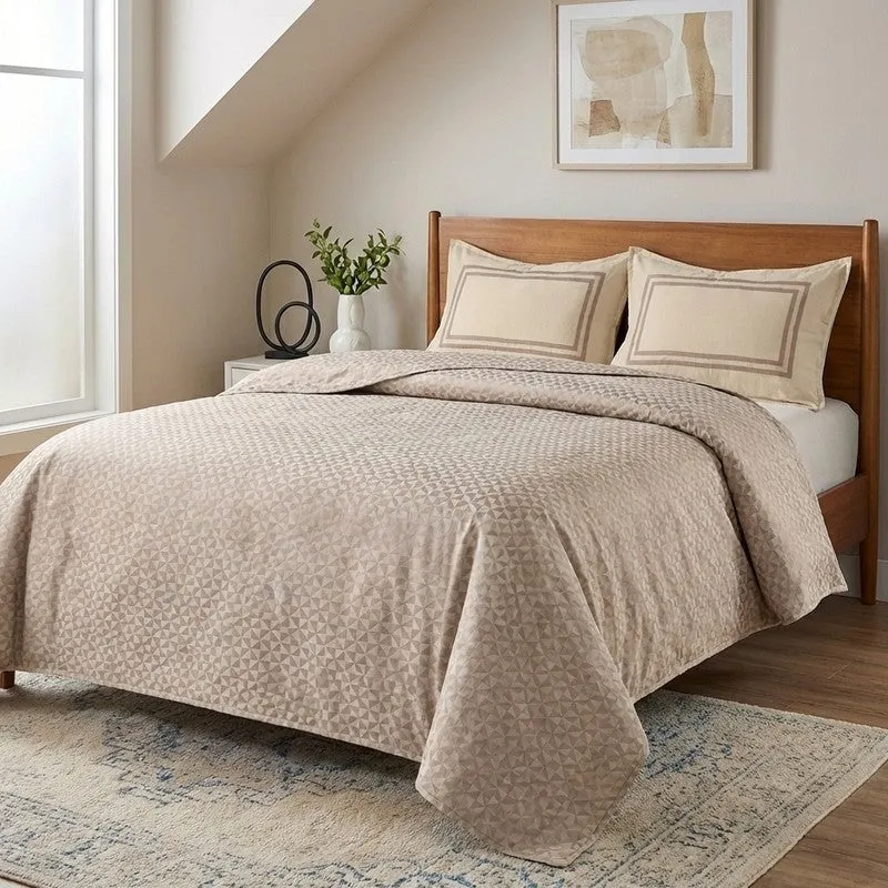 Pixel Nest Cotton Bedsheet (Beige) - 224 TC media 1