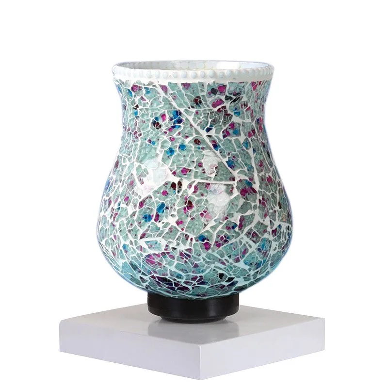 Glowfire Mosaic Glass Table Lamp With Wooden Base - Multicolor media 6