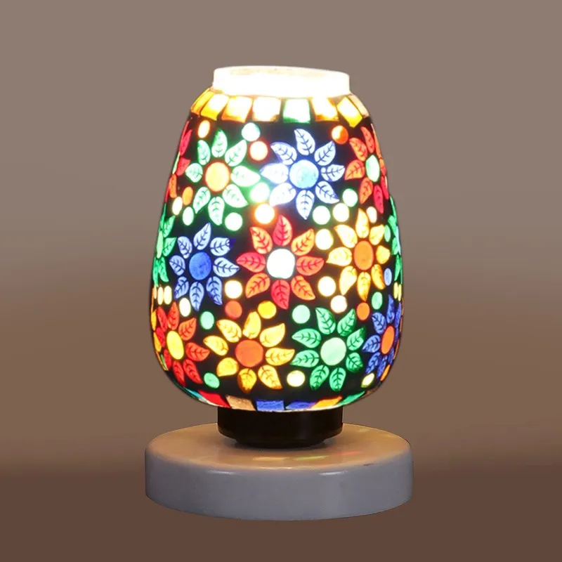 Sparkelle Glass Table Lamp With Wooden Base - Multicolor media 7