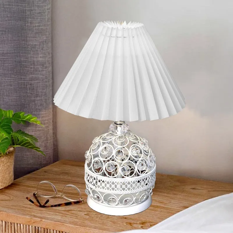 RusticAura Wooden Bedside Metal Table Lamp - White media 3