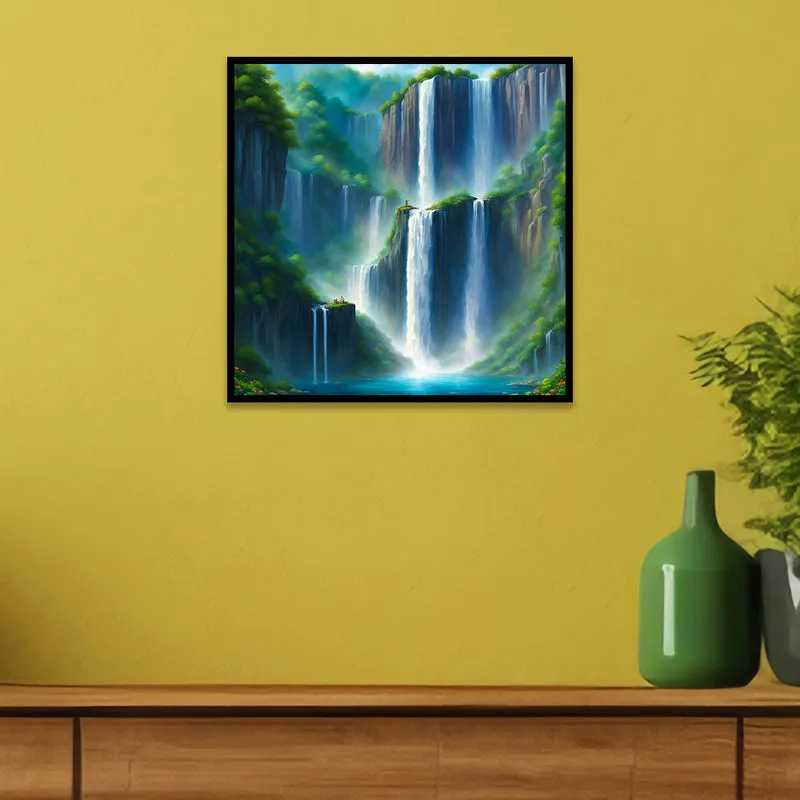 Misty Falls Canvas Wall Art With Frame media 1