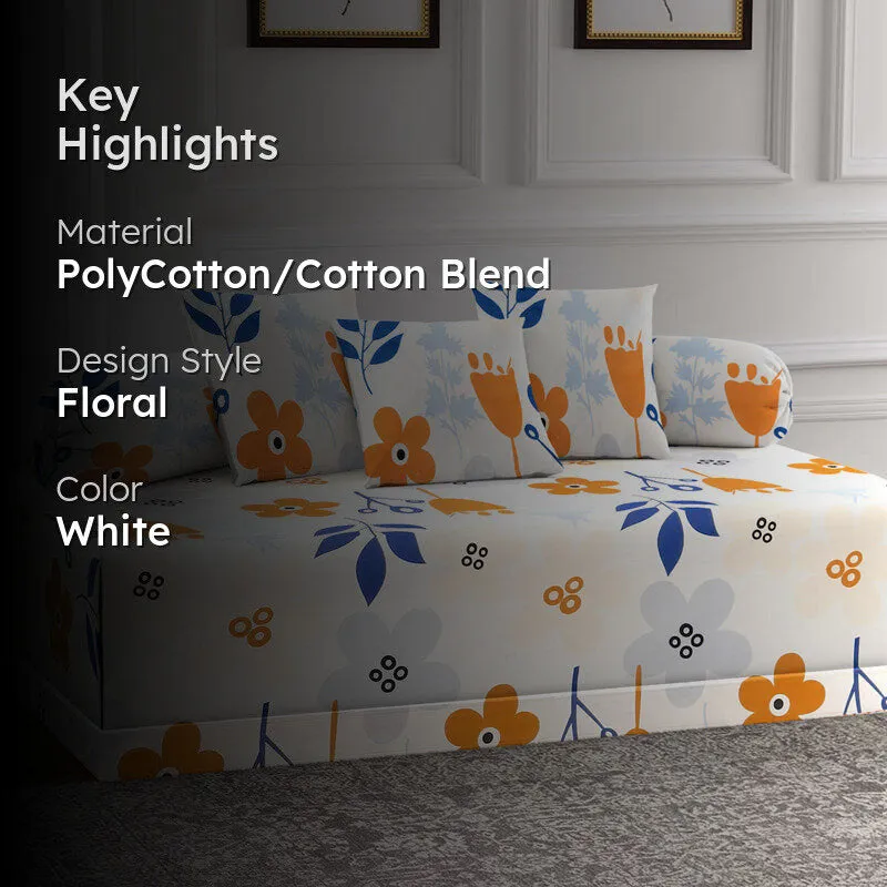 Orange Flora Diwan Set - Six Piece Set media 2