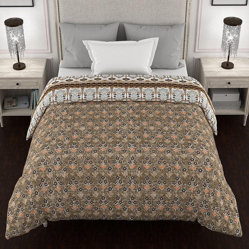 Purush Reversible Ethnic Cotton Comforter (Grey & Brown) - 150 GSM media 5