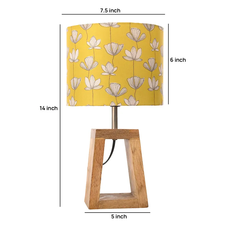 Yellow Flora Fabric Table Lamp - Yellow,Brown media 5