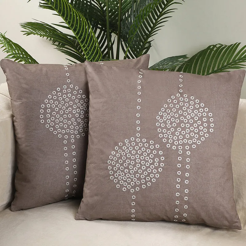 Maker's Mark Embroidered Cotton Cushion Cover - Set Of Two media 1