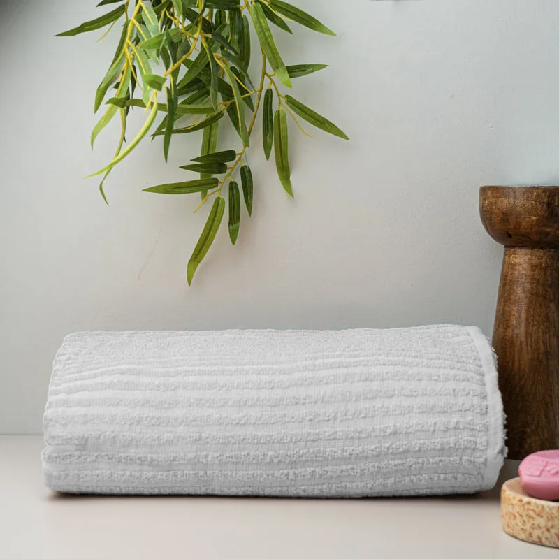 Micro Cotton LuxeDry Striped Bath Towel - White media 4