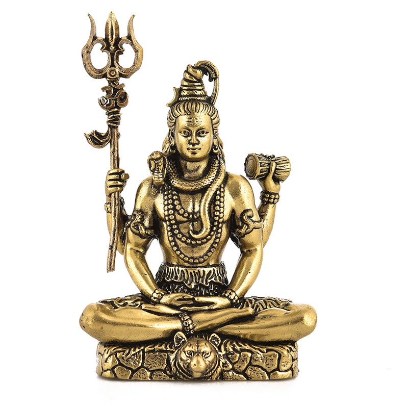 Blessed Bholenath Brass Idol - Gold media 3