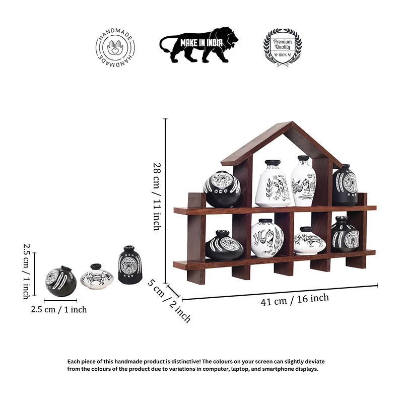Katha Kutir Warli Terracotta & Wood Wall Accent - Nine Piece Set media 6