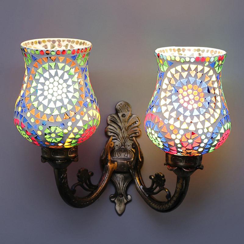 Elva Twinner Mosaic Glass & Metal Wall Lamp