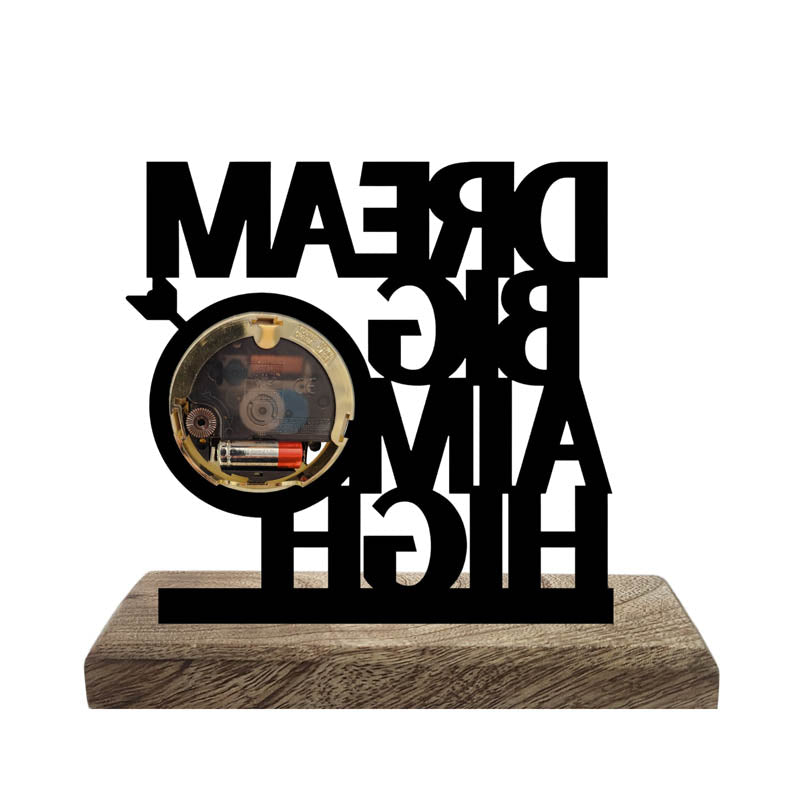 Dream Big Iron & Mango Wood Table Clock media 4