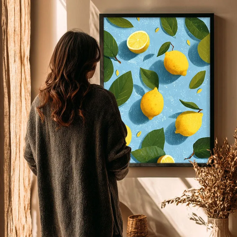 Lemon Study Canvas Wall Painting - Black Frame media 4