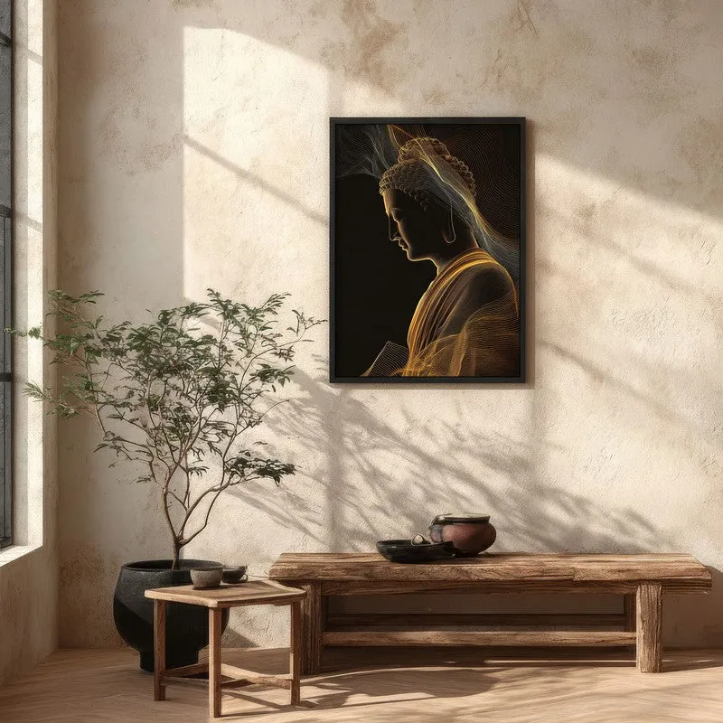 Illuminated Stillness Buddha Archival Paper Wall Painting With Black Frame media 5