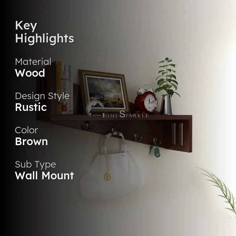 Minimalist Wooden Wall Key Holder - Brown media 2