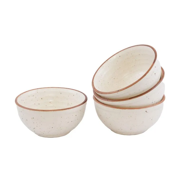BiteCraft Ceramic Snack Bowls (White, 200 mL Each) - Set Of Four media 3